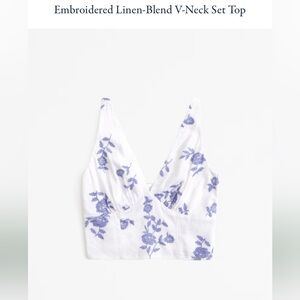 Abercrombie and Fitch Embroidered Vneck Linen blend Top